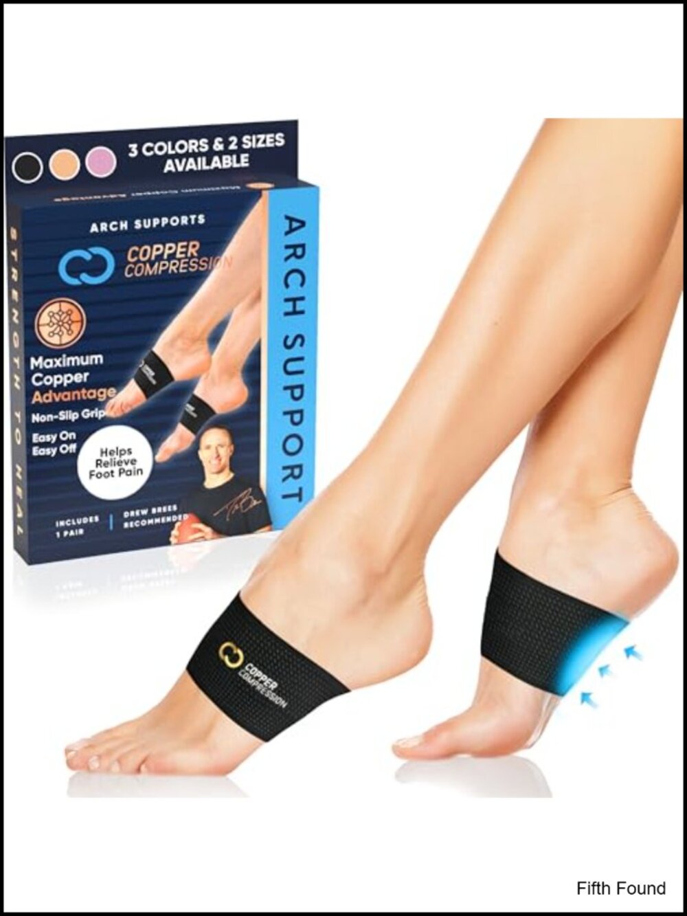 Copper Compression Arch Support Sleeves Plantar Fasciitis Relief Pair